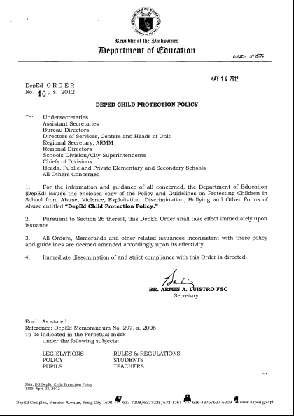 Screen grabbed from the original document. Pls click links below for the PDF file of the DEPED order.